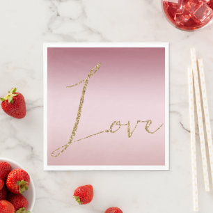 Blush Roze Ombre Glitter Goud Liefde Servet