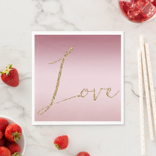 Blush Roze Ombre Glitter Goud Liefde Servet (Insitu)