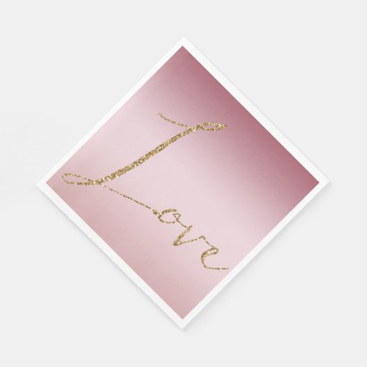 Blush Roze Ombre Glitter Goud Liefde Servet (Hoek)