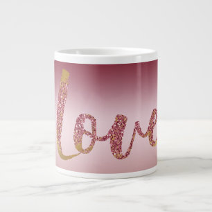 Blush Roze Ombre Glitter Goud Rood Liefde Grote Koffiekop