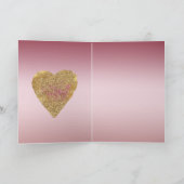 Blush Roze Ombre Glitter Goud Rood Liefde Kaart (Binnen)