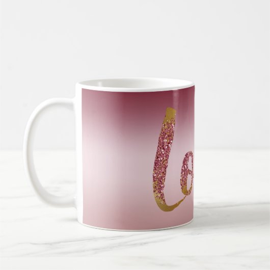 Blush Roze Ombre Glitter Goud Rood Liefde Koffiemok (Links)