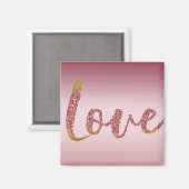 Blush Roze Ombre Glitter Goud Rood Liefde Magneet (Voorkant / Achterkant)