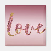 Blush Roze Ombre Glitter Goud Rood Liefde Magneet (Voorkant)