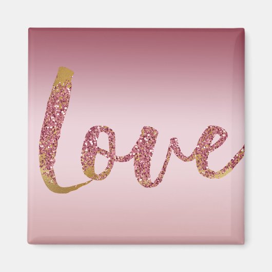 Blush Roze Ombre Glitter Goud Rood Liefde Magneet (Voorkant)