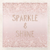 Blush roze ombre Glitzy Glitter Sparkle Glazen Onderzetter (Voorkant)