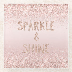 Blush roze ombre Glitzy Glitter Sparkle Glazen Onderzetter