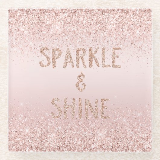 Blush roze ombre Glitzy Glitter Sparkle Glazen Onderzetter (Voorkant)