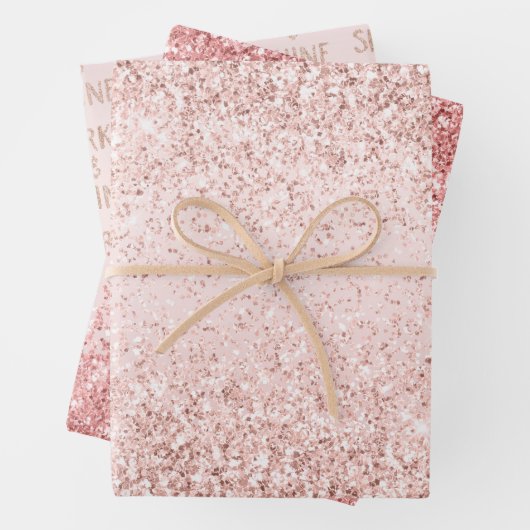 Blush roze ombre Glitzy Glitter Sparkle Inpakpapier Vel (In situ)