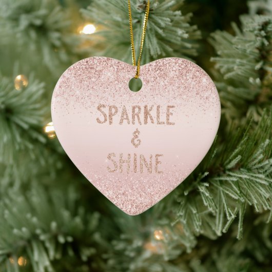 Blush roze ombre Glitzy Glitter Sparkle Keramisch Ornament (Boom)