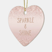 Blush roze ombre Glitzy Glitter Sparkle Keramisch Ornament (Links)