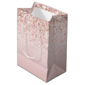 Blush roze ombre Glitzy Glitter Sparkle       Medium Cadeauzakje (Voorkant Gekanteld)
