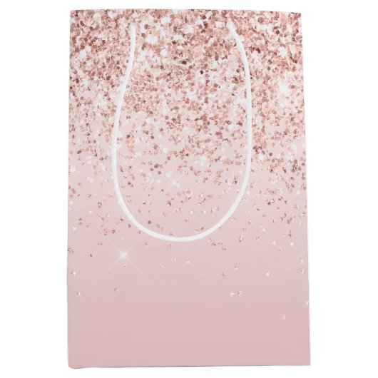 Blush roze ombre Glitzy Glitter Sparkle       Medium Cadeauzakje (Voorkant)
