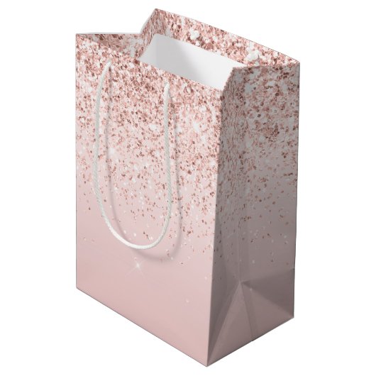 Blush roze ombre Glitzy Glitter Sparkle Medium Cadeauzakje (Achterkant Gekanteld)