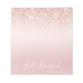 Blush roze ombre Glitzy Glitter Sparkle Note Notitieblok (Voorkant)