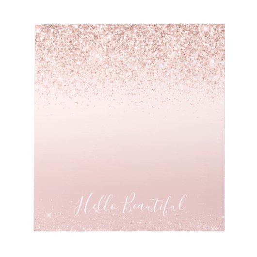 Blush roze ombre Glitzy Glitter Sparkle Note Notitieblok (Voorkant)