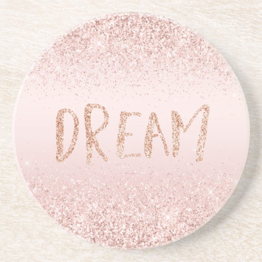 Blush roze ombre Glitzy Glitter Sparkle Zandsteen Onderzetter (Voorkant)
