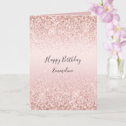 Blush roze ombre glitzy glitter Sparping   Kaart (Orchidee)