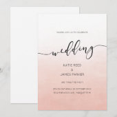 Blush roze ombre waterverf elegant uitnodiging (Voorkant / Achterkant)