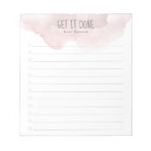 Blush roze ombre Waterverf to-do lijst Notitieblok (Voorkant)