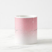 Blush Roze Ombre Zilveren Glitter Gepersonaliseerd Koffiemok (Center)