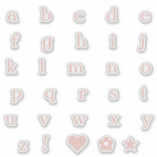 Blush Roze onderste Hoesje letters Alphabet Heart Sticker (Voorkant)