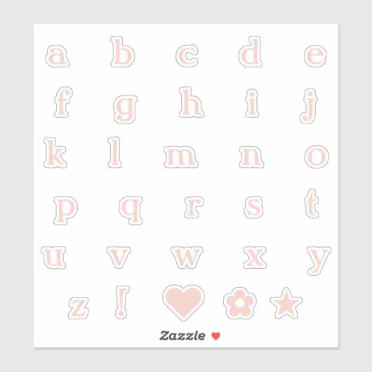 Blush Roze onderste Hoesje letters Alphabet Heart Sticker (Vel)