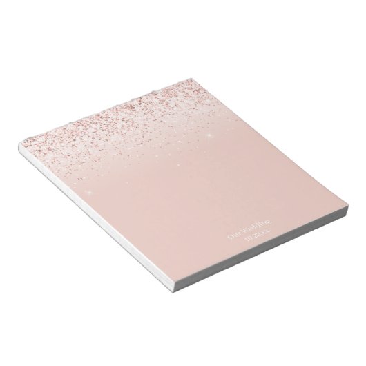 Blush Roze onze bruiloft gedateerd Notitieblok (Schuin)