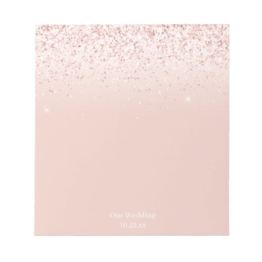 Blush Roze onze bruiloft gedateerd Notitieblok (Voorkant)