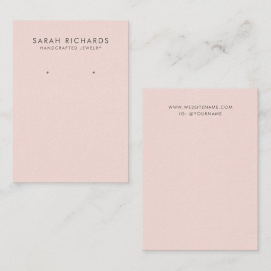 Blush Roze Oorbel Display Visitekaartje (Voorkant / Achterkant)
