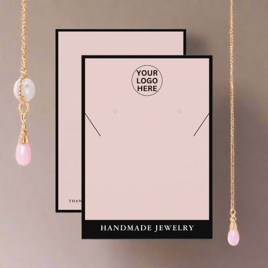 Blush Roze Oorbellen Ketting Sieraden Display Contactkaartje