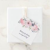 Blush Roze op Witte Bloemen Vierkante Bruiloft | Bedankjes Labels (In situ)