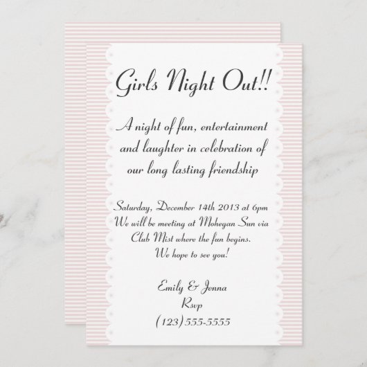 Blush Roze opgeruste meisjes negeren Uitnodiging (Voorkant / Achterkant)