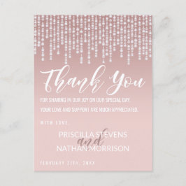 Blush roze opknoping diamanten lichten Dank u Briefkaart