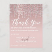 Blush roze opknoping diamanten lichten Dank u Briefkaart (Voorkant)
