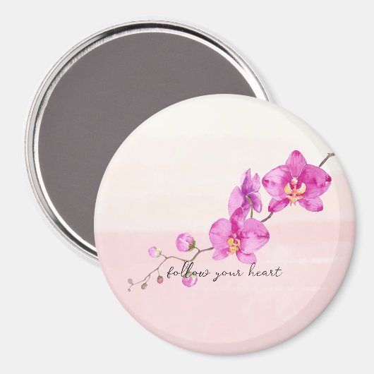 Blush roze orchidee bloemen magneet (Voorkant / Achterkant)