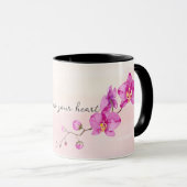 Blush roze orchidee bloemen mok (Voorkant rechts)