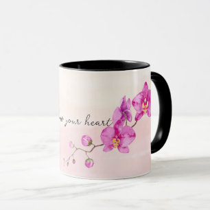 Blush roze orchidee bloemen mok