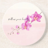 Blush roze orchidee bloemen zandsteen onderzetter (Voorkant)