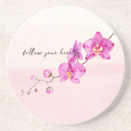 Blush roze orchidee bloemen zandsteen onderzetter