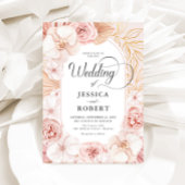 Blush roze orchideeën pioenen bruiloft kaart