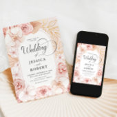 Blush roze orchideeën pioenen bruiloft kaart