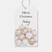 Blush roze Ornamenten kerst Cadeaulabel (Voorkant)