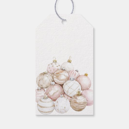 Blush roze Ornamenten kerst Cadeaulabel (Achterkant)