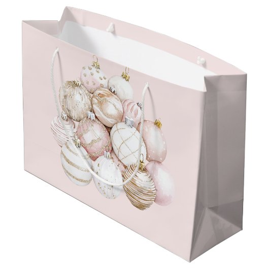 Blush roze Ornamenten kerst Groot Cadeauzakje (Achterkant Gekanteld)