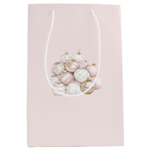 Blush roze Ornamenten kerst Medium Cadeauzakje (Voorkant)