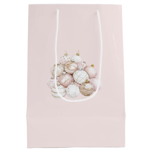 Blush roze Ornamenten kerst Medium Cadeauzakje (Achterkant)