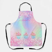 Blush roze paarse bakglitter cupcakes name schort (Voorkant)