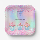 Blush roze paarse bakken cupcakes logo papieren bordje (Voorkant)