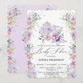 Blush Roze Paarse Bloemen Baby shower Tea Party Kaart (Voorkant / Achterkant)